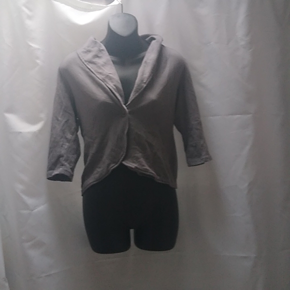 Eyeshadow gray cardigan with floral lace back - Picture 1 of 5